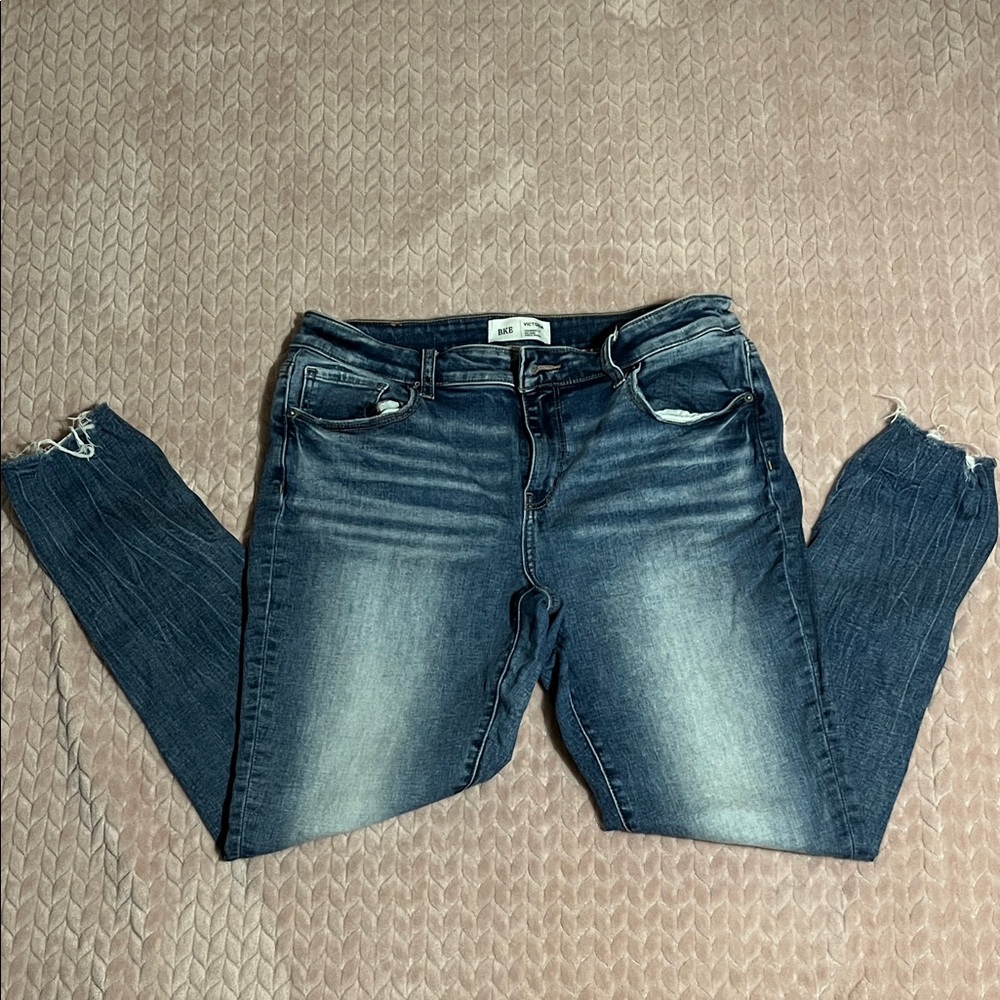 BKE Women's Distressed Blue Skinny Jeans